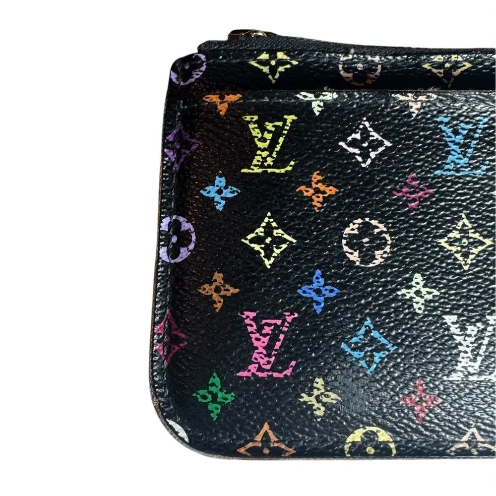 Auth Vintage Louis Vuitton 33 Multicolor Murakami LV Keychain Black Pouch - Picture 3 of 12